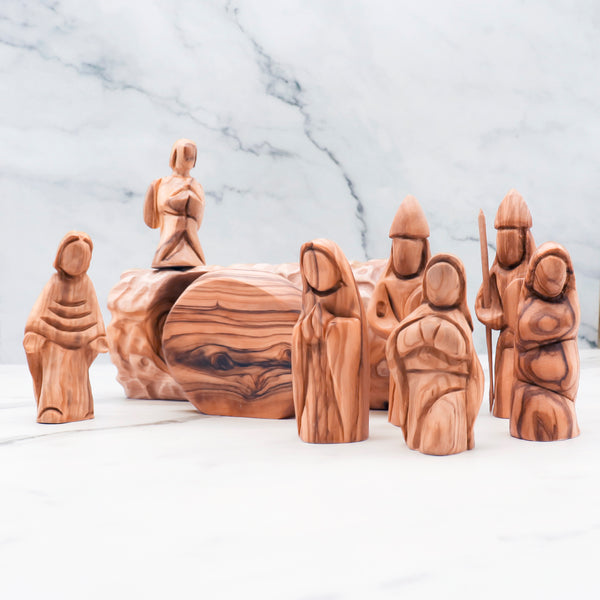 He Is Risen Easter Scene | Empty Tomb Christian Decor | Resurrection Cross | Handmade Olive Wood from the Holy Land | Easter Religious Art