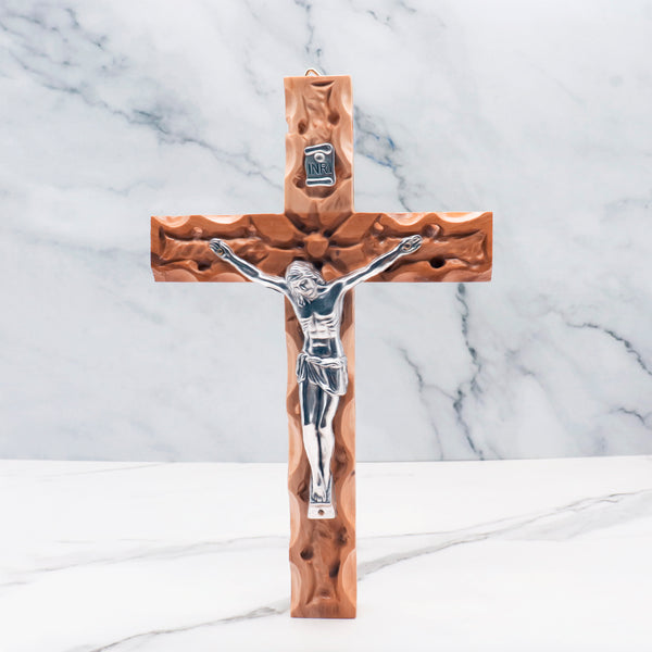 Handcrafted Olive Wood Crucifix from the Holy Land | Scenic Design | Unique Wall Decor | Perfect for Home or Gift | Faith & Beauty