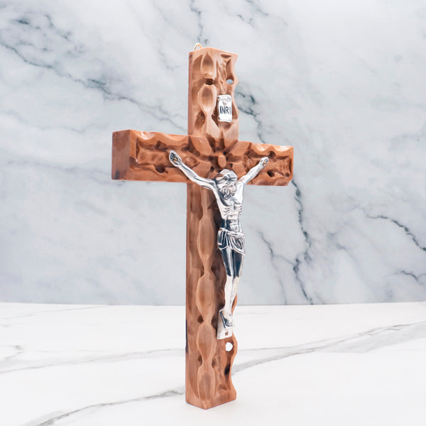 Handcrafted Olive Wood Crucifix from the Holy Land | Scenic Design | Unique Wall Decor | Perfect for Home or Gift | Faith & Beauty