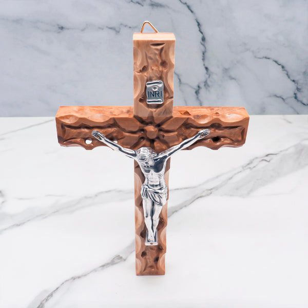 Handcrafted Olive Wood Crucifix from the Holy Land | Scenic Design | Unique Wall Decor | Perfect for Home or Gift | Faith & Beauty