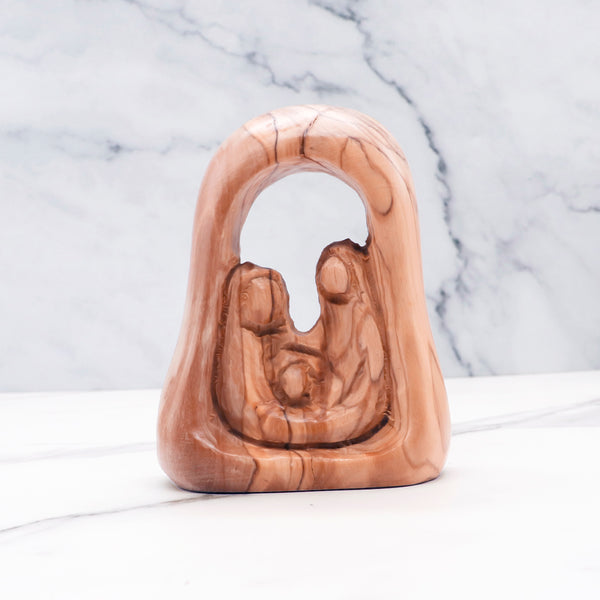 Hand-Carved Olive Wood Holy Family Statue | Sacred Art from the Holy Land | Reverent Christian Décor | Meaningful, Timeless Holiday Gift