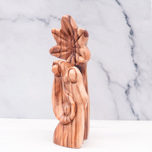 Olive Wood Statue of the Holy Family with Palm Tree from the Holy Land