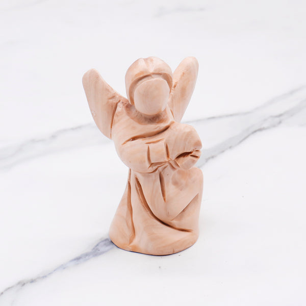 Handcrafted Olive Wood Angel from the Holy Land | Unique Religious Décor | Perfect Gift for Blessings & Spiritual Inspiration"