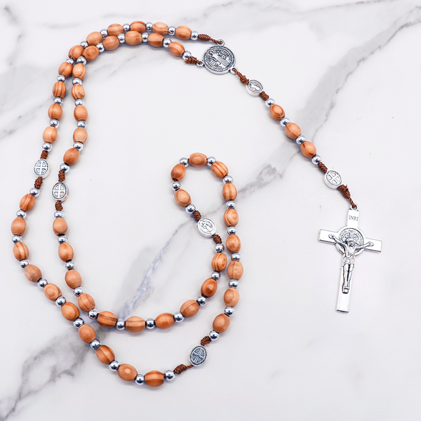 Olive wood Beads Rosary & box - Blessed Rosary | Catholic gift for religious occasion Baptism, communion, confirmation, Christmas