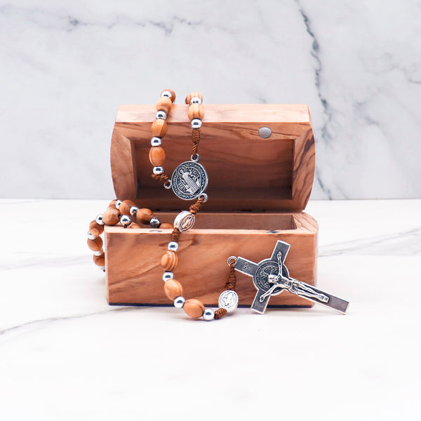 Olive wood Beads Rosary & box - Blessed Rosary | Catholic gift for religious occasion Baptism, communion, confirmation, Christmas