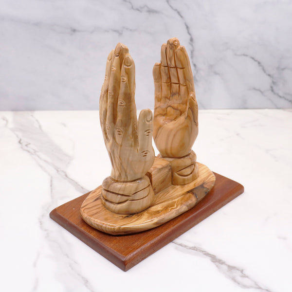 Olive wood praying hands Bible Stand from The Holy Land | Bible Holder shape of praying hands statue | Wooden Book Stand