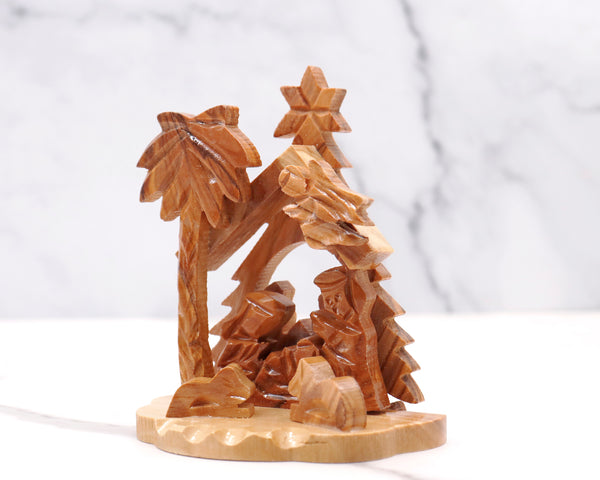 Handmade Olive Wood Nativity Scene Holy Family nativity from the Holy Land, Indoor Christmas Decoration for Mantle, table or under the tre