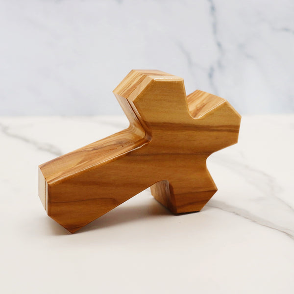 Olive Wood Cross Rosary Box: Personalized Keepsake for first communion, wooden cross box for jewelry