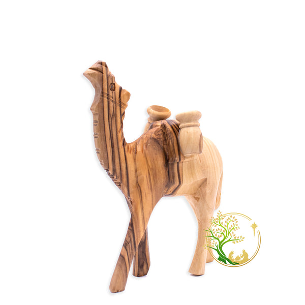 Hand carved Camel statue - Olive wood camel with jars figurine Made in The Holy Land. Perfect gift for Christmas