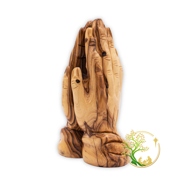 Praying hands statue from The Holy Land | Olive wood carving of the shape of praying hands statue