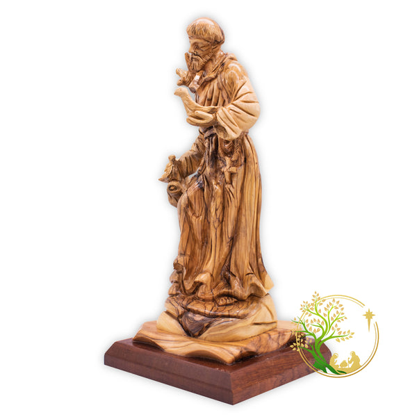 Saint Francis of Assisi statue | Religious olive wood Catholic figurine | Patron saint of & nature