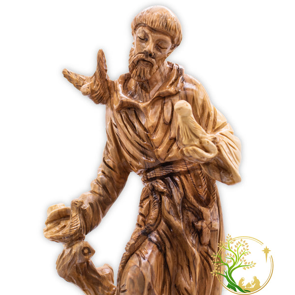 Saint Francis of Assisi statue | Religious olive wood Catholic figurine | Patron saint of & nature