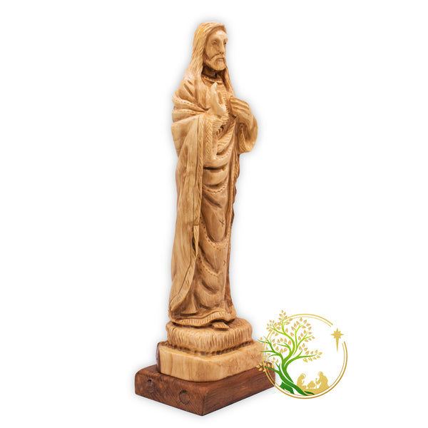 Sacred Heart statue of Jesus | God's divine love | Our Lord Savior Jesus Christ figurine made of Olive wood