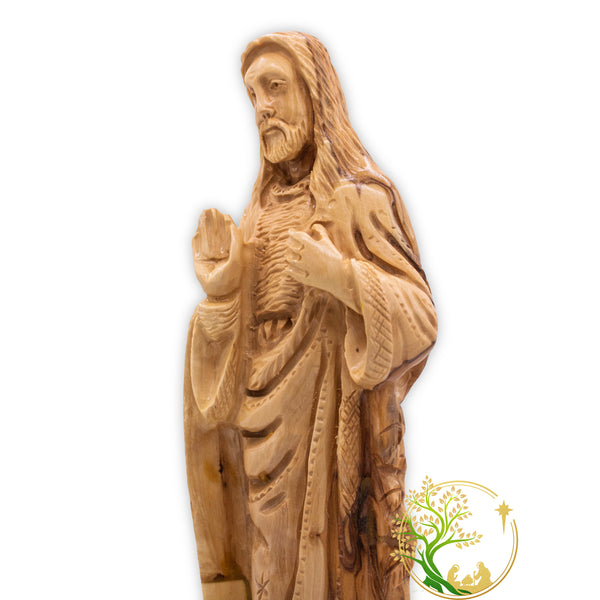 Sacred Heart statue of Jesus | God's divine love | Our Lord Savior Jesus Christ figurine made of Olive wood