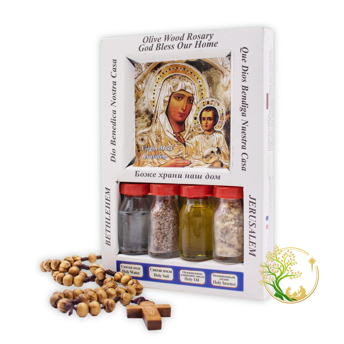 Holy Water | Olive Oil | Soil & Frankincense from Bethlehem | Olive wo
