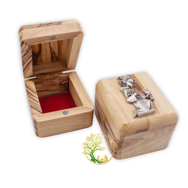 Holy Communion olive wood rosary box for boys | A sacred Holy Land keepsake boy box for confirmation