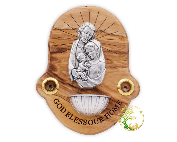 Holy Water Font for wall | Holy Family plaque | Sacred Catholic Holy Water Vessel from The Holy Land