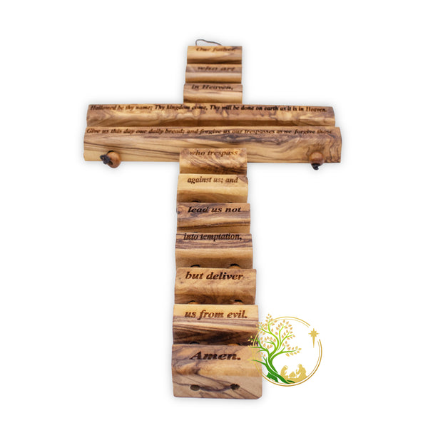 Our Father's prayer cross | Olive wood religious wall hanging God's prayer | Our Father's prayer engraved on wooden cross