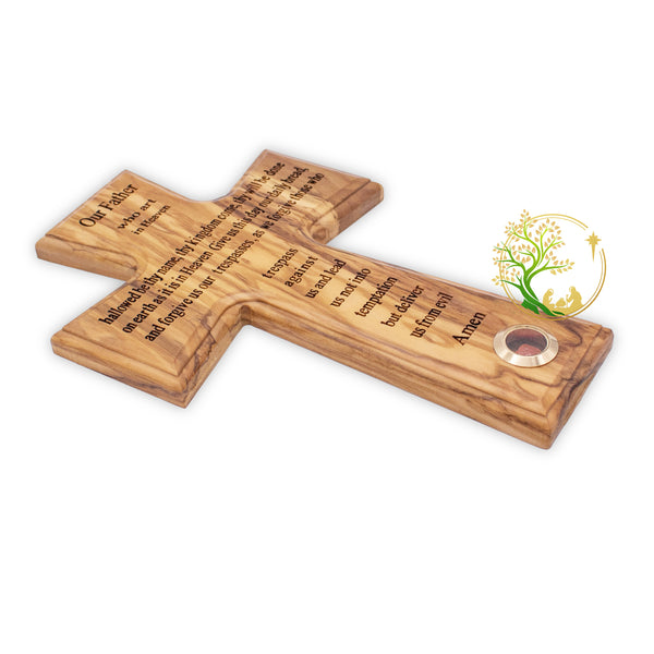 Our Father's prayer cross | Olive wood Holy Land Wall Cross |  Religious Gift for baptism, Holy Communion or christening