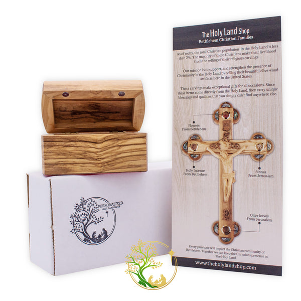 Holy Land Olive wood Rosary Box | Personalized Wooden box | keepsake First communion rosary box