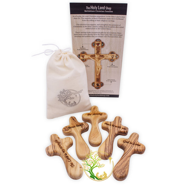 Comfort cross | Holy Land prayer Palm cross made of Olive wood | Handheld cross | Pocket cross | - Religious gift