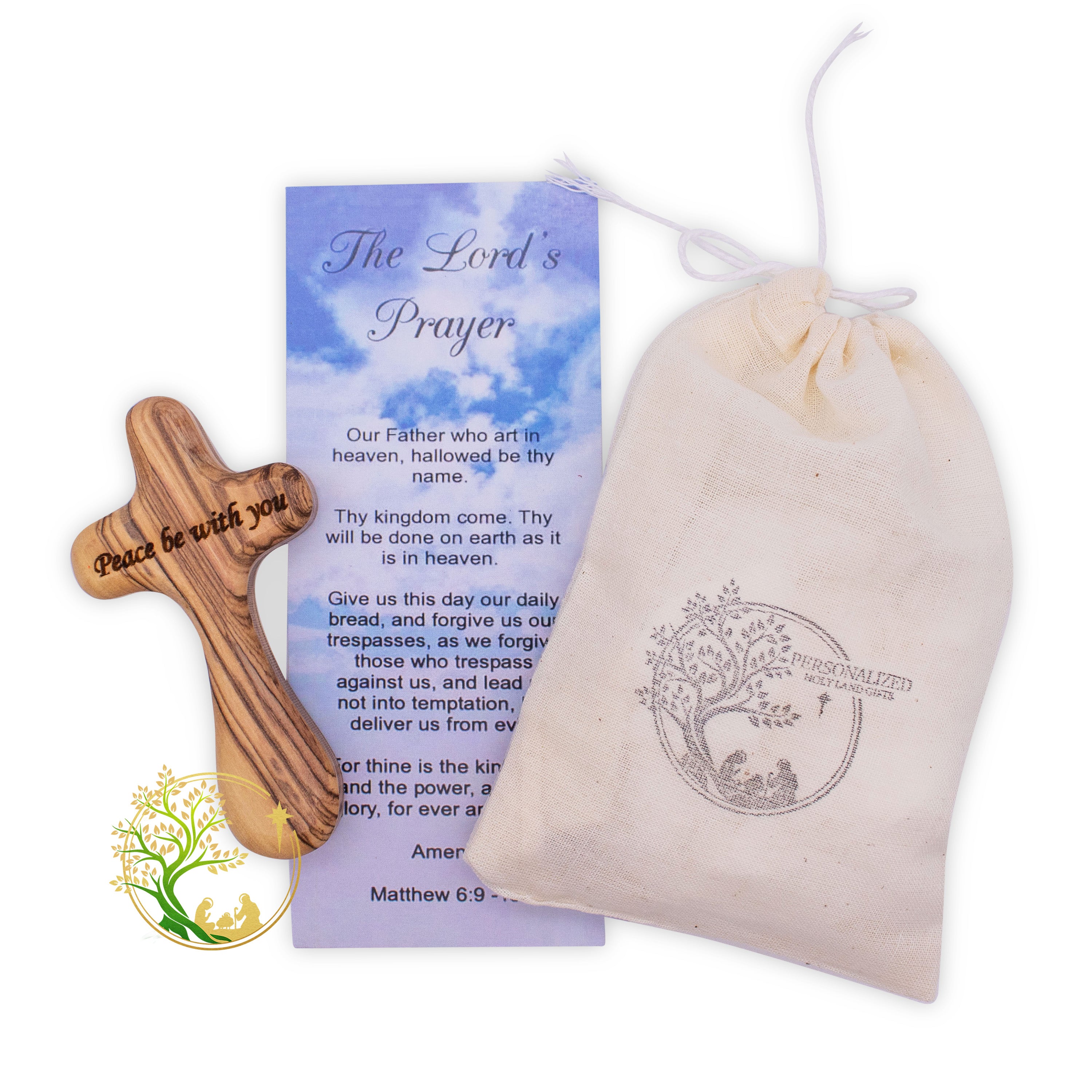 Comfort cross, Holy Land prayer Palm cross made of Olive wood