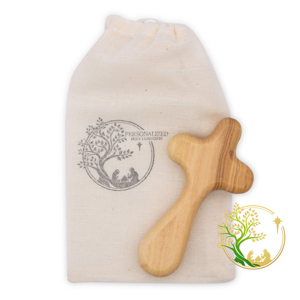 Holy Land handheld comfort cross | Olive wood palm cross | Holding pocket cross | prayer cross for kids & adults