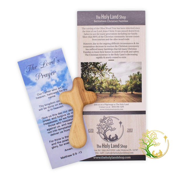 Holy Land handheld comfort cross | Olive wood palm cross | Holding pocket cross | prayer cross for kids & adults