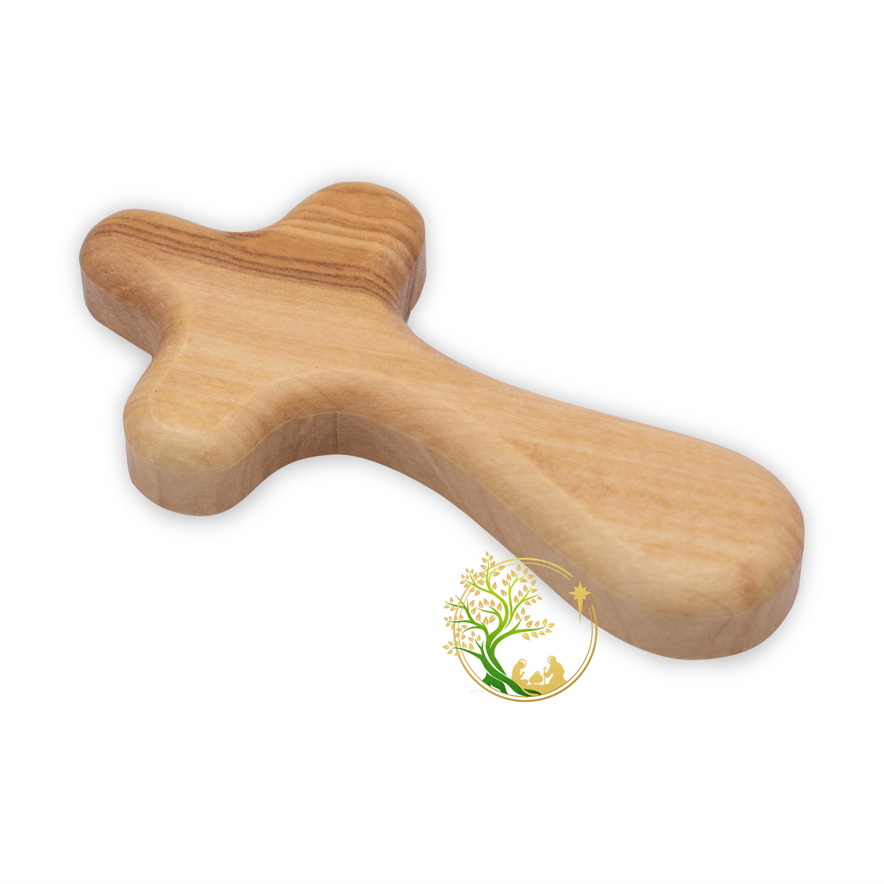 Olive Wood Comfort Holding Cross-Two Sizes - 3 Arches USA