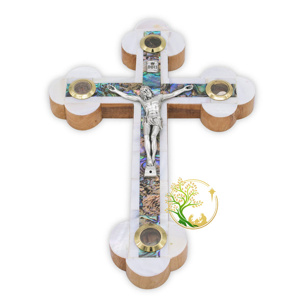 Crucifix wall cross | Mother of pearl Holy Crucifix  | Holy wall cross from the Holy Land | Catholic Crucifix for wall