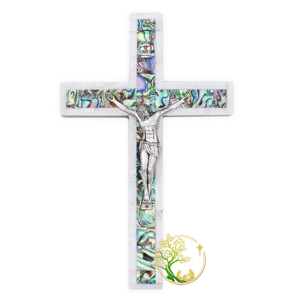 Elegant Mother of Pearl Crucifix for wall | Holy Land Crucifix decorative wall cross | Religious Gift