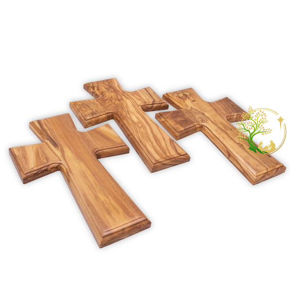 Holy wall cross made of olive wood | Plain wooden cross for wall | Religious wall décor |Perfect gift for baptism communion and confirmation