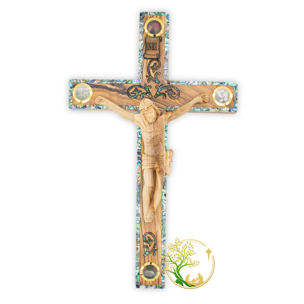 Wall hanging Large decorative crucifix | Olive wood wall cross from the Holy Land | housewarming or weddings religious gift