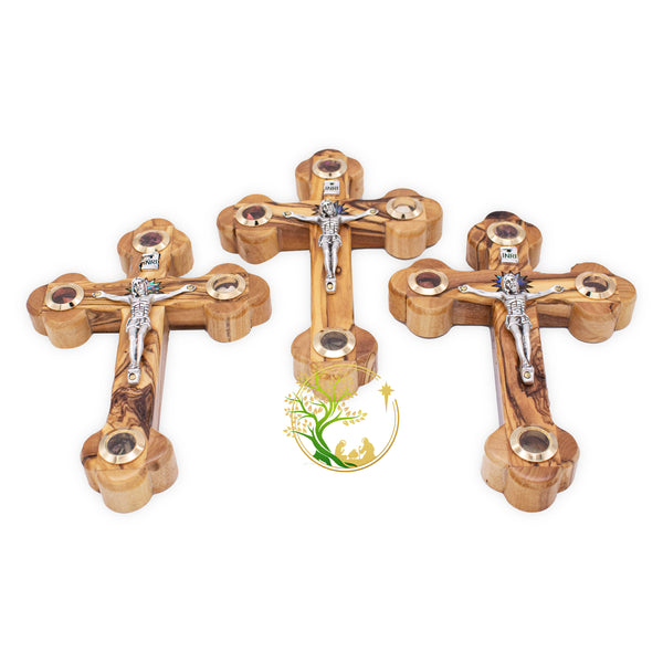 Wall hanging Cross Made from Olive Wood /Wooden Cross with Mother of Pearl Bethlehem Star - Communion Crucifix, Baptism or Christening Gifts