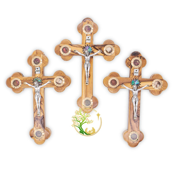 Wall hanging Cross Made from Olive Wood /Wooden Cross with Mother of Pearl Bethlehem Star - Communion Crucifix, Baptism or Christening Gifts