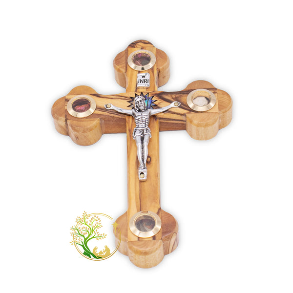 Wall hanging Cross Made from Olive Wood /Wooden Cross with Mother of Pearl Bethlehem Star - Communion Crucifix, Baptism or Christening Gifts