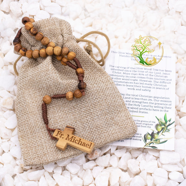 Personalized Wooden Rosary | Custom engraved Olive wood rosary from The Holy Land | Catholic Rosary Beads