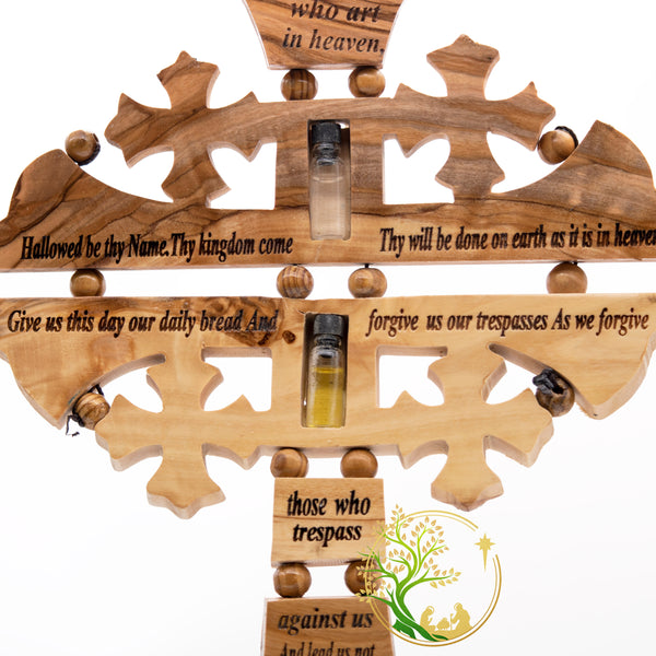 Our Father Prayer wall cross | Lord's Prayer olive wood cross | Holy Wall Cross from The Holy Land | Catholic Religious Gift for Christmas