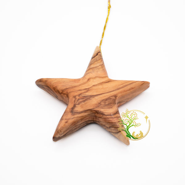 Wooden star ornament of The Holy Family | Christmas tree star ornament