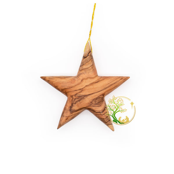 Personalized Christmas star ornament | Olive wood customized name tree ornament