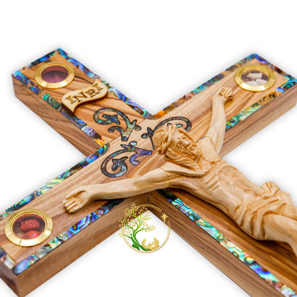Wall hanging Large decorative crucifix | Olive wood wall cross from the Holy Land | housewarming or weddings religious gift