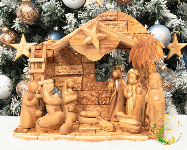 Musical nativity set | Olive Wood Nativity scene from the Holy Land | Christmas holiday decorations