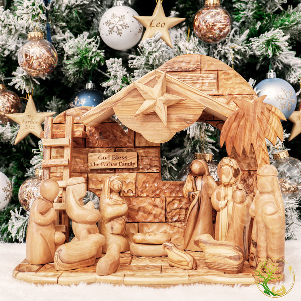 Musical nativity set | Olive Wood Nativity scene from the Holy Land | Christmas holiday decorations