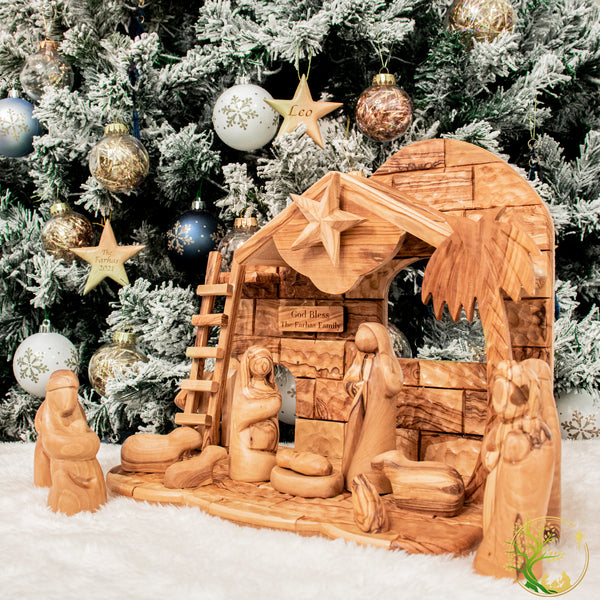 Musical nativity set | Olive Wood Nativity scene from the Holy Land | Christmas holiday decorations