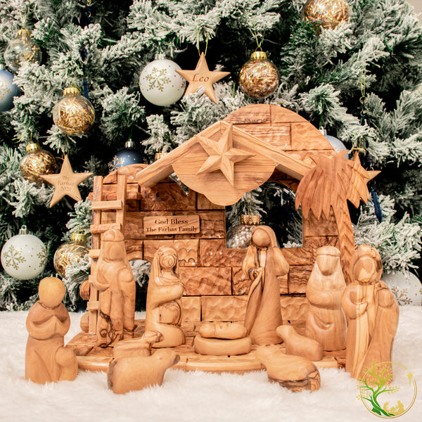 Musical nativity set | Olive Wood Nativity scene from the Holy Land | Christmas holiday decorations