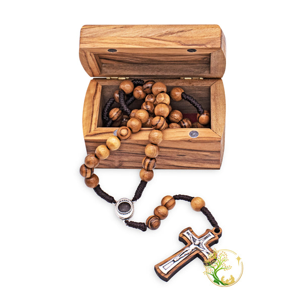 Olive wood rosary & rosary box set | Wooden rosary box | Wooden Rosary | Keepsake box Gift for Christmas, Baptism, Confirmation, communion