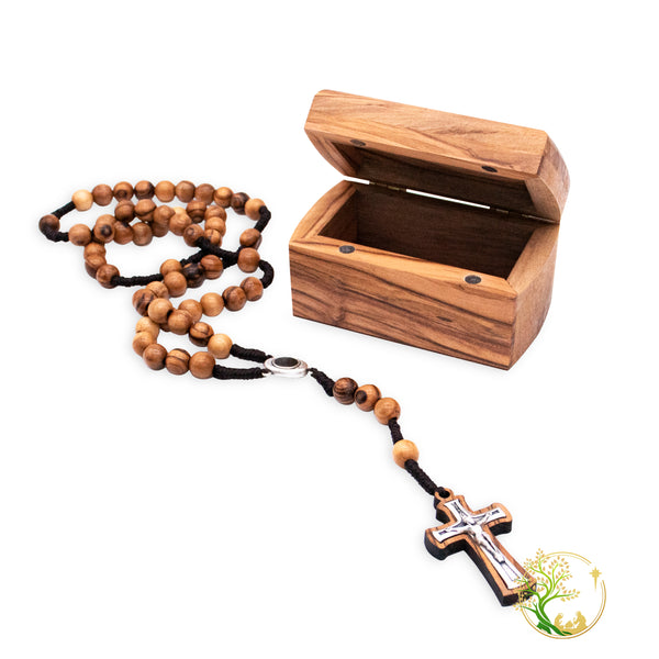 Olive wood rosary & rosary box set | Wooden rosary box | Wooden Rosary | Keepsake box Gift for Christmas, Baptism, Confirmation, communion