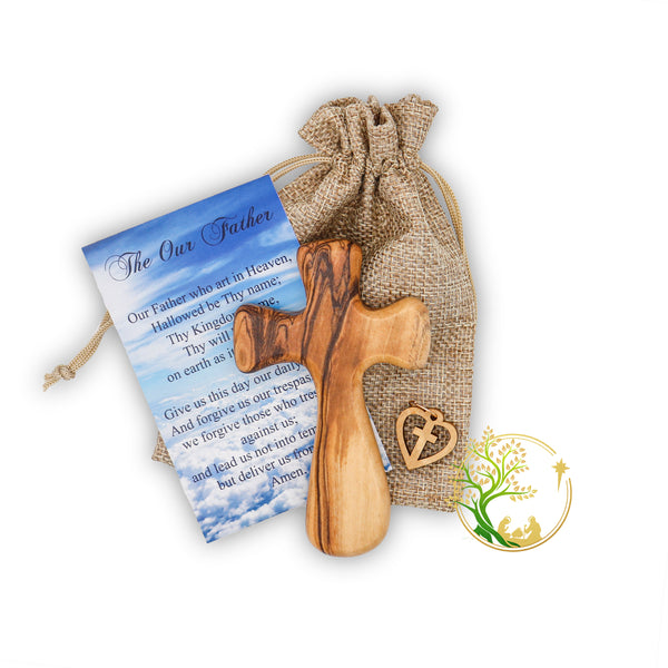 Comfort cross | Wooden customized pocket prayer cross | Personalized Olive wood cross from the Holy Land