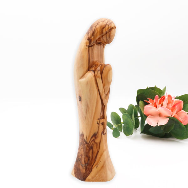 Hand Carved Virgin Mary statue - Wooden Virgin Mary praying the rosary Figurine | Religious Home Décor - Gift for Christmas, Mothers day!