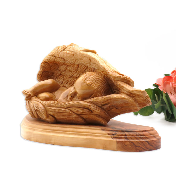 Baby Jesus Christ in Angel Wings Figurine |baby Jesus olive wood Statue hand-carved in the Holy Land | Religious decor |Christmas Decorations